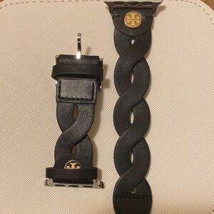 Tory Burch Black Braided Leather Strap